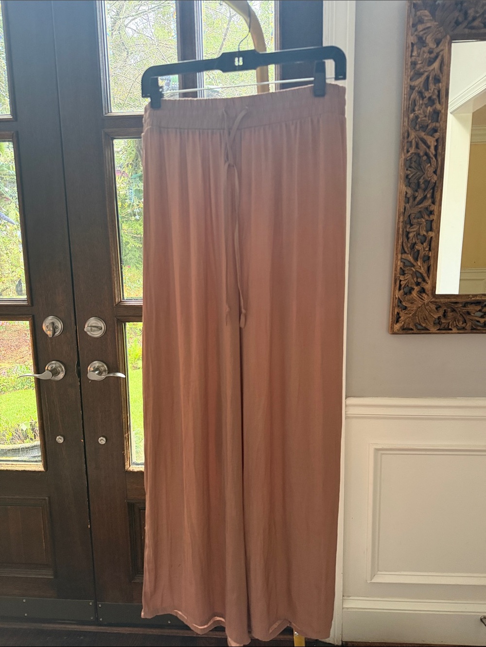 Joie Wide-Leg Drawstring Pants in Mauve Pink
